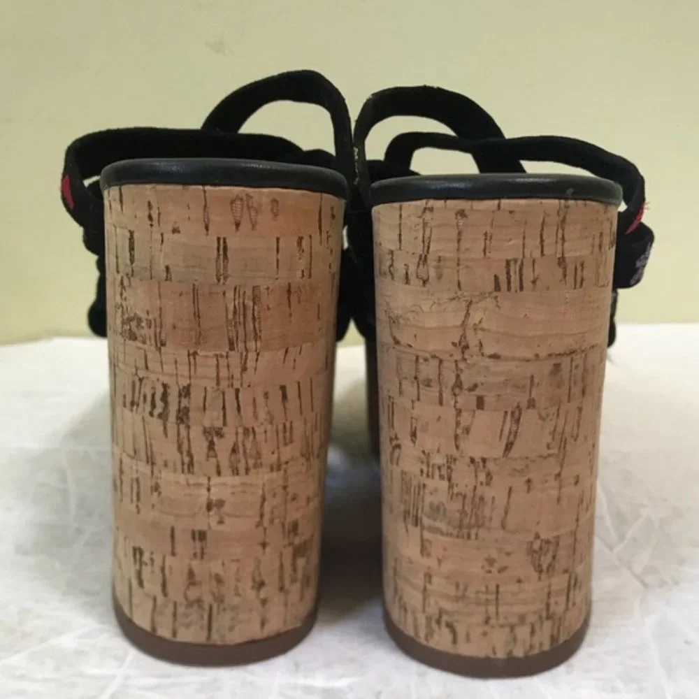 Free People NEW Lisbon Platform Heels Floral Suede Platform Mules Sandals Clog 9 - Picture 4 of 16